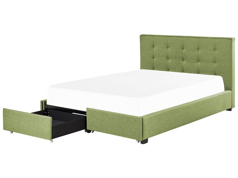 Čalúnená posteľ s úložným priestorom 180 x 200 cm zelená LA ROCHELLE_832979