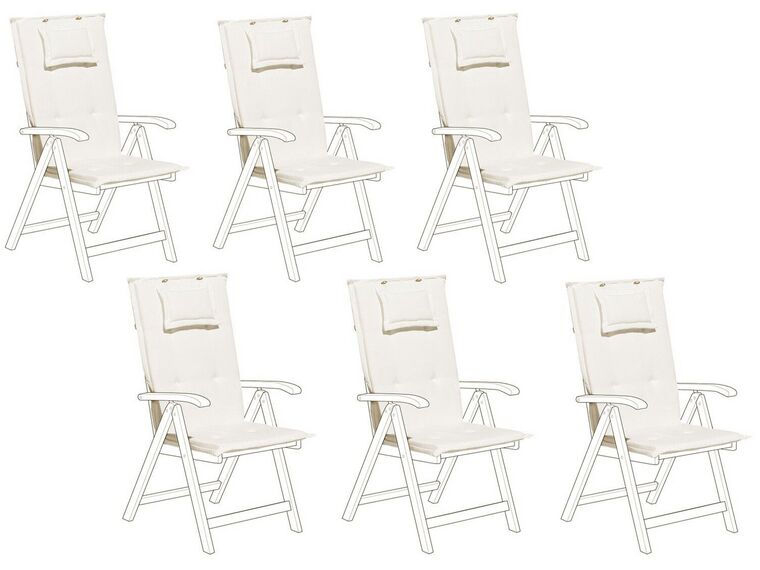 Lot de 6 coussins en tissu blanc crème pour chaises de jardin TOSCANA/JAVA_765177
