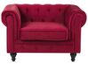 Set divano e poltrona a 4 posti in velluto rosso scuro CHESTERFIELD_778805