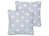 Conjunto 2 almofadas decorativas padrão de corações em algodão cinzento 45 x 45 cm GAZANIA_893190