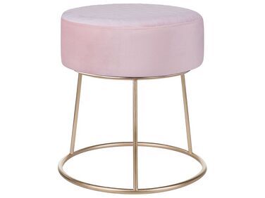 Růžová sametová stolička DELCO 35 x 35 cm