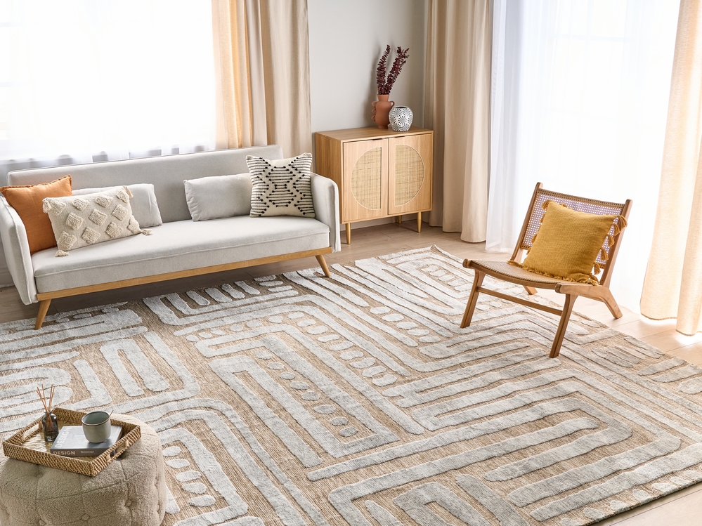 Teppich beige / hellgrau 300 x cm Muster MANDAI abstraktes 400