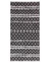 Teppich Leder schwarz / beige 80 x 150 cm Kurzflor FEHIMLI_757891
