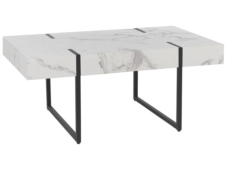 Konferenční stolek bílý mramorový efekt s černou MERCED_820939