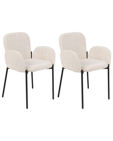 Set of 2 Fabric Dining Chairs Beige ALBEE