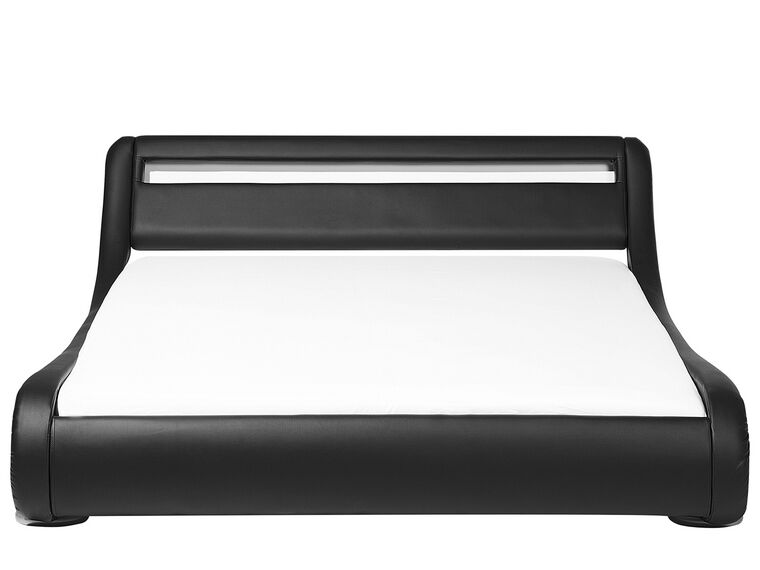 Faux Leather EU Super King Bed with LED Black AVIGNON Beliani.co.uk