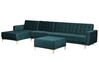 Right Hand Modular Velvet Sofa with Ottoman Teal ABERDEEN_751883