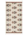 Kelim Teppich Baumwolle beige / schwarz 80 x 150 cm geometrisches Muster Kurzflor NIAVAN_869856