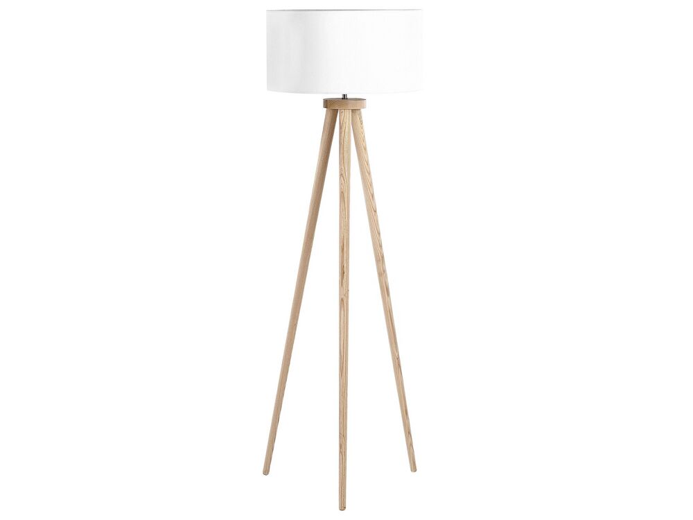 Top-Modell Wooden Tripod Floor White Lamp NITRA