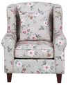 Fabric Wingback Chair with Footstool Floral Pattern Cream HAMAR_794161