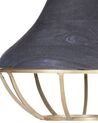 2 Light Mango Wood Pendant Lamp Black and Brass BAGMATI_867781