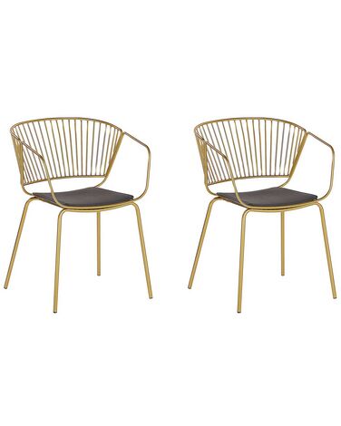 Conjunto de 2 sillas de metal dorado/negro RIGBY