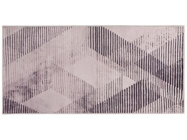 Teppich rosa 80 x 150 cm geometrisches Muster Kurzflor KALE