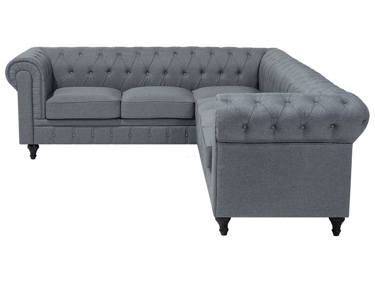 Right Hand Fabric Corner Sofa Grey CHESTERFIELD Beliani.co.uk