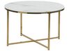 Tavolino da caffé effetto marmo bianco e oro ⌀ 70 cm QUINCY_757501