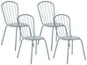 Ensemble de jardin table avec 4 chaises et parasol en métal bleu clair CALVI (16 options)_863937
