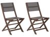 Set of 2 Acacia Garden Folding Chairs Dark Wood CESANA_868548