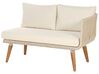 Conjunto de sala de estar esquinero 5 plazas de madera de acacia beige/madera clara/blanco crema ALCAMO_862449