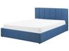 Łóżko z pojemnikiem tapicerowane 140 x 200 cm niebieskie DREUX_861061
