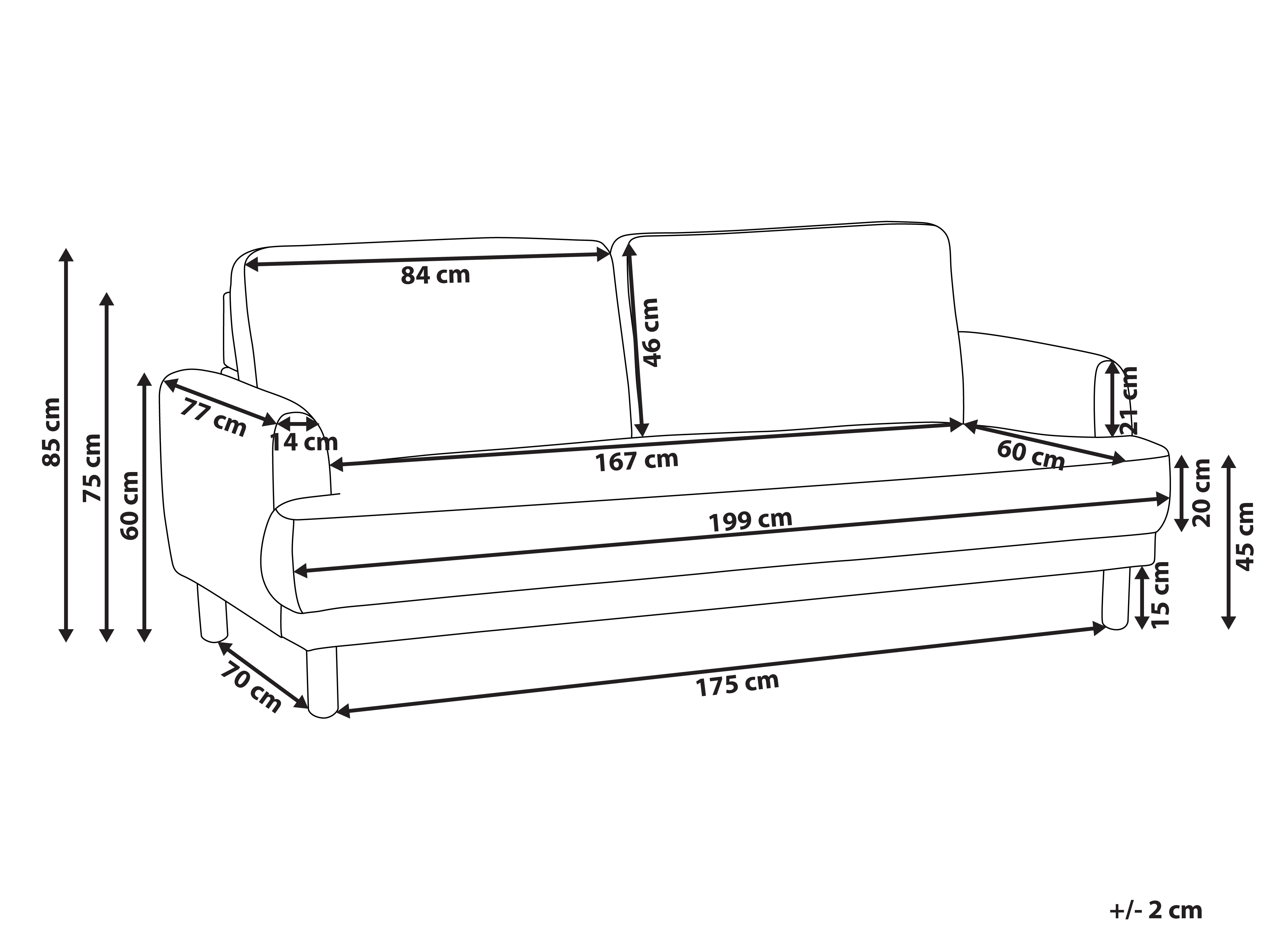 Sofa 3-osobowa sztruksowa beżowa TUVE_912162