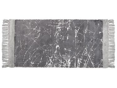 Teppich Viskose grau 80 x 150 cm cm abstraktes Muster Kurzflor HANLI