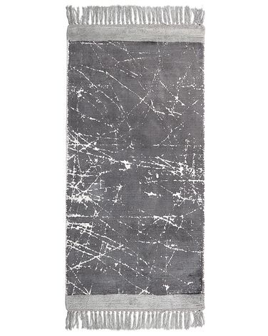 Alfombra de viscosa gris/blanco 80 x 150 cm HANLI