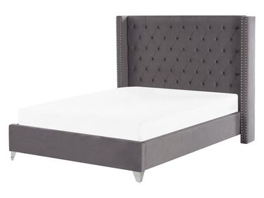 Zamatová posteľ 160 x 200 cm sivá LUBBON