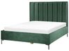 Sametová souprava nábytku postel 160 x 200 cm +2 noční stolky tmavě zelená SEZANNE_892536