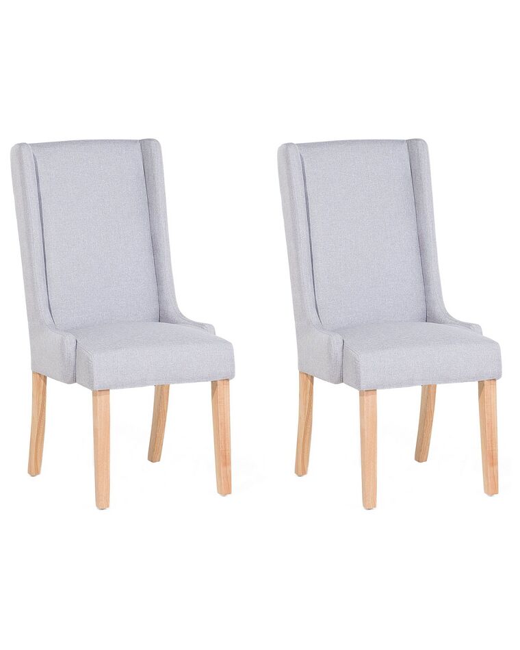 Conjunto de 2 sillas de comedor de algodón gris claro/madera clara CHAMBERS_799215