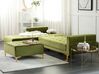 Divano letto angolare con ottomano velluto verde oliva destro ABERDEEN_882298