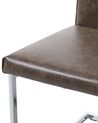 	Conjunto de 2 sillas de comedor de piel sintética marrón claro/plateado ROCKFORD_693209