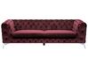 3 Seater Velvet Fabric Sofa Dark Red SOTRA_729777