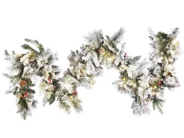 Weihnachtsgirlande weiß mit LED-Beleuchtung Schnee bedeckt 270 cm WHITEHORN