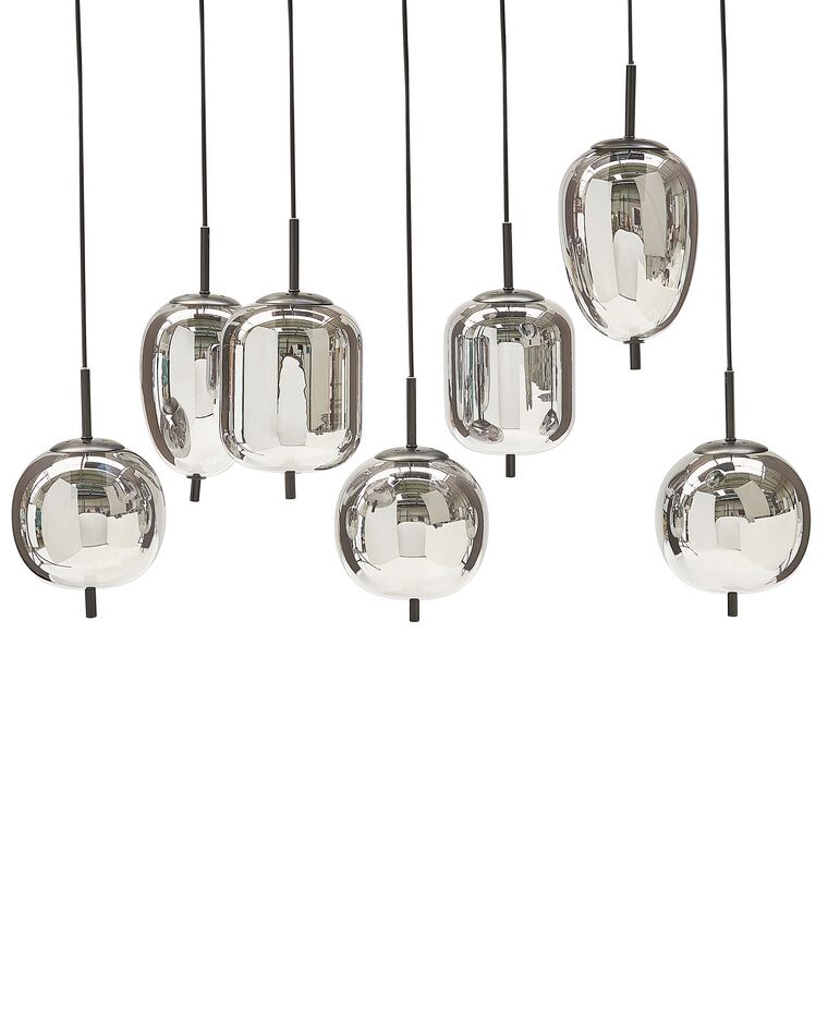 7 Light Glass Pendant Lamp Silver TARLO_868798