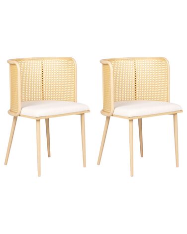 Lot de 2 chaises en métal crème et bois clair KOBUK