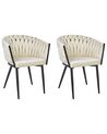Set of 2 Velvet Dining Chairs Light Beige MILAN_914314
