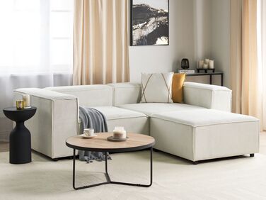 2-seters modulær sofa med ottoman kordfløyel Off-white APRICA