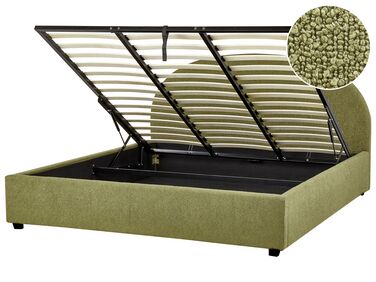 Łóżko z pojemnikiem boucle 180 x 200 cm zielone oliwkowe VAUCLUSE