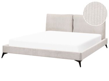 Łóżko sztruksowe 180 x 200 cm jasnobeżowe MELLE