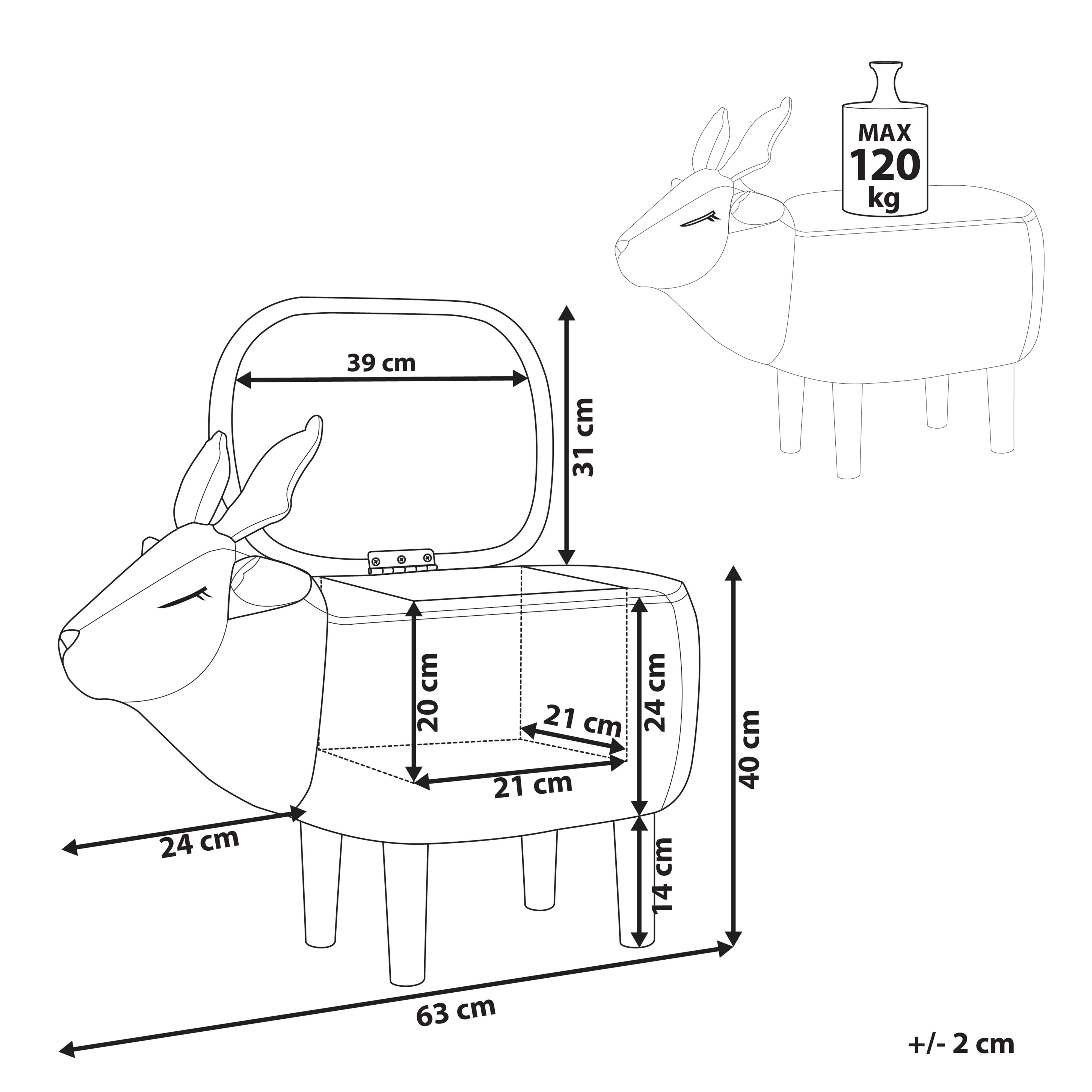 Pufa zwierzak ze schowkiem beżowa REINDEER