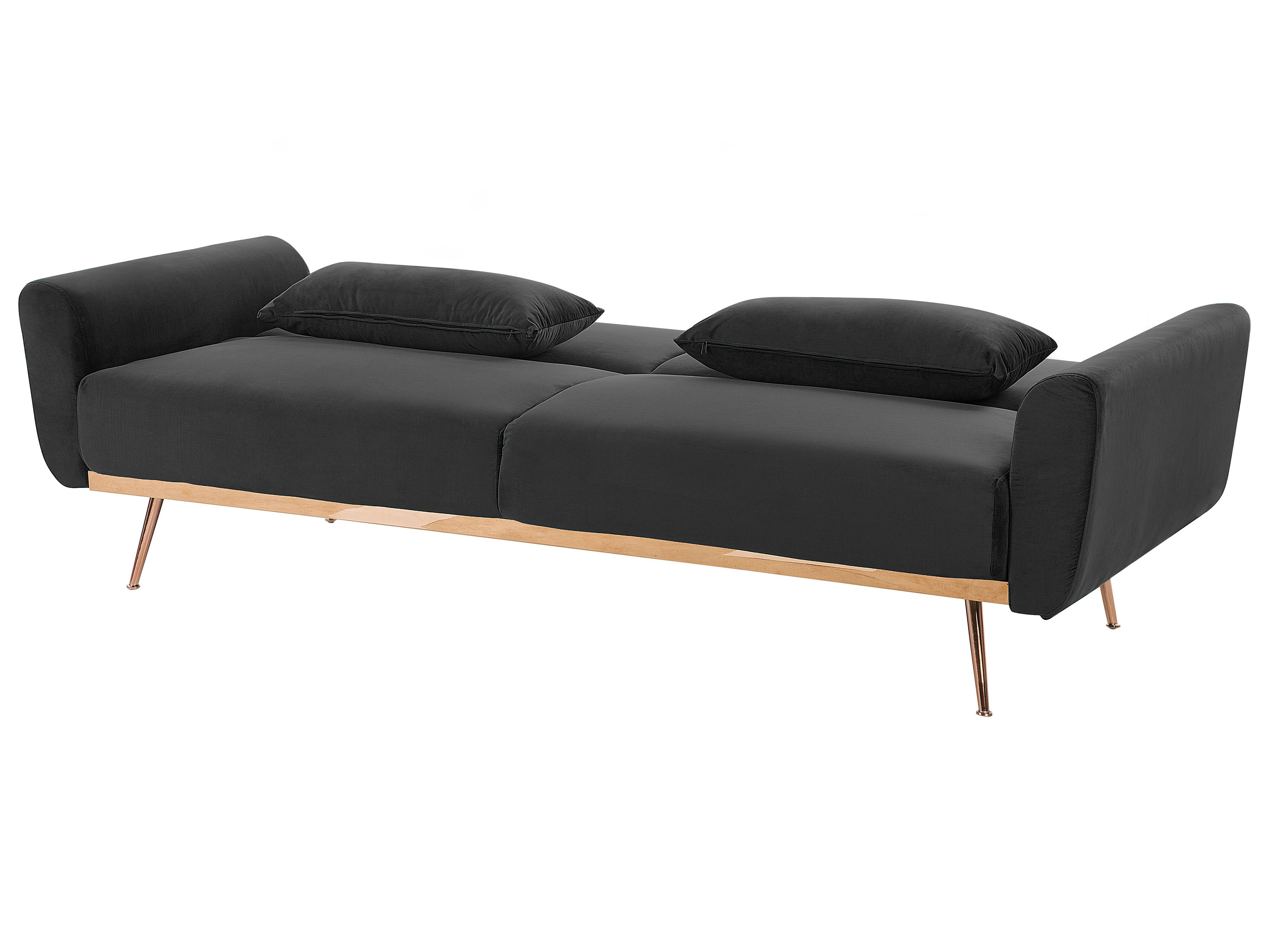 Sofa rozkładana welurowa czarna EINA