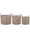 Set of 3 PE Rattan Plant Baskets Brown PENDULA_897142