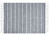 Outdoor Teppich hellgrau / weiß 160 x 230 cm Streifenmuster Kurzflor BADEMLI_846558