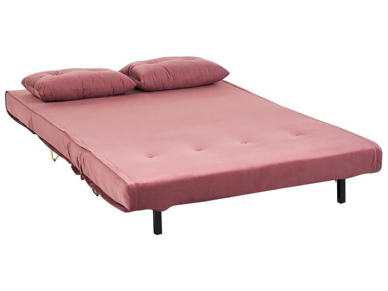 2 Seater Velvet Sofa Bed Pink VESTFOLD Beliani.co.uk