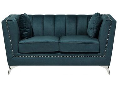 2-istuttava sohva samettinen sinivihreä GAULA