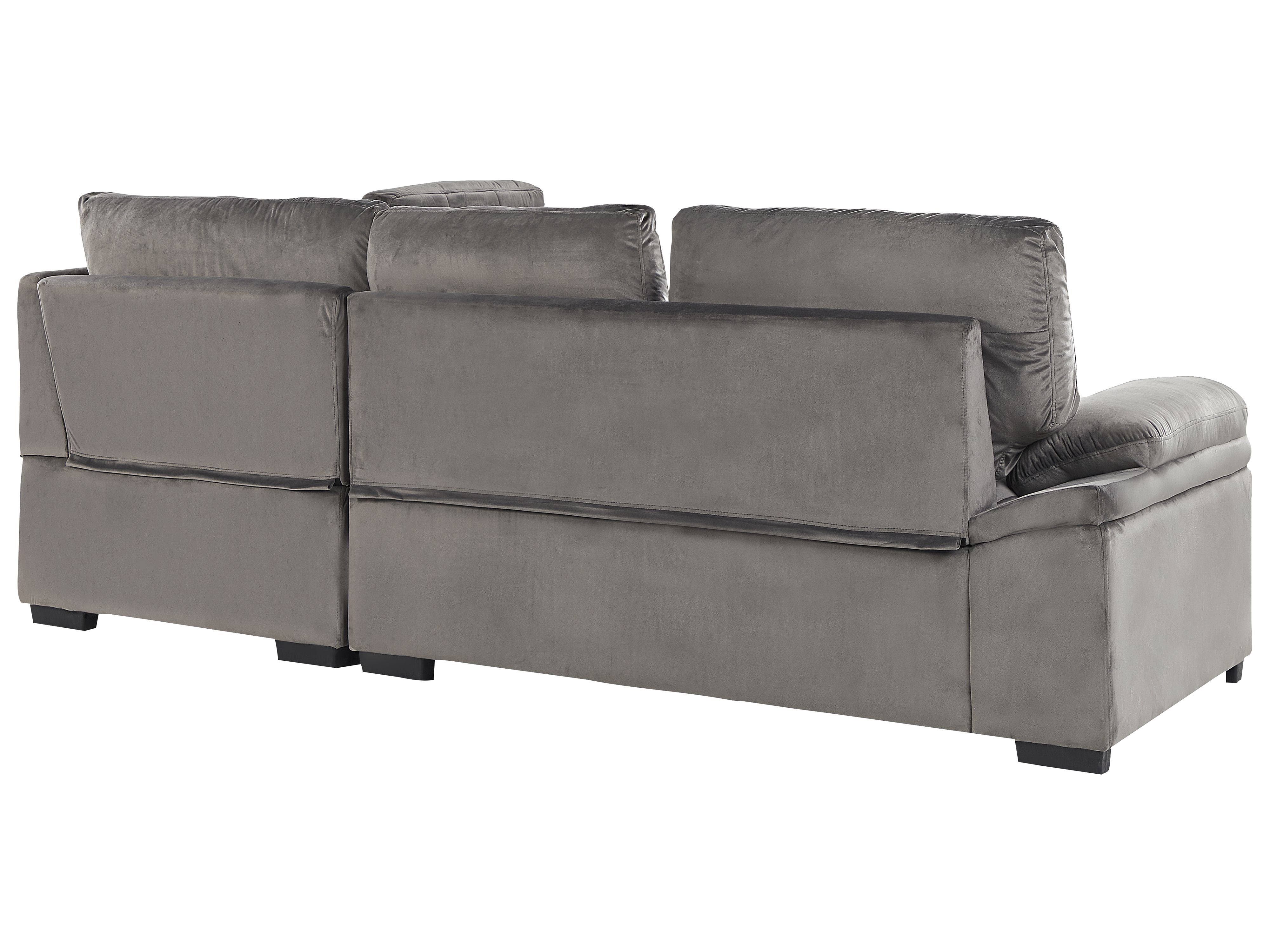 Left Hand Velvet Corner Sofa Bed Grey VARNAMO Beliani.co.uk