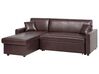 Right Hand Faux Leather Corner Sofa Bed with Storage Dark Brown OGNA_780194