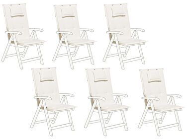 Lot de 6 coussins en tissu blanc crème pour chaises de jardin TOSCANA/JAVA
