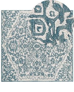 Matto villa valkoinen/sininen 200 x 200 cm AHMETLI Matto villa valkoinen/sininen 200 x 200 cm AHMETLI