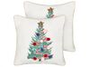 Lot de 2 coussins en coton blanc à motif d'arbre de Noël 45 x 45 cm EPISCIA_887667